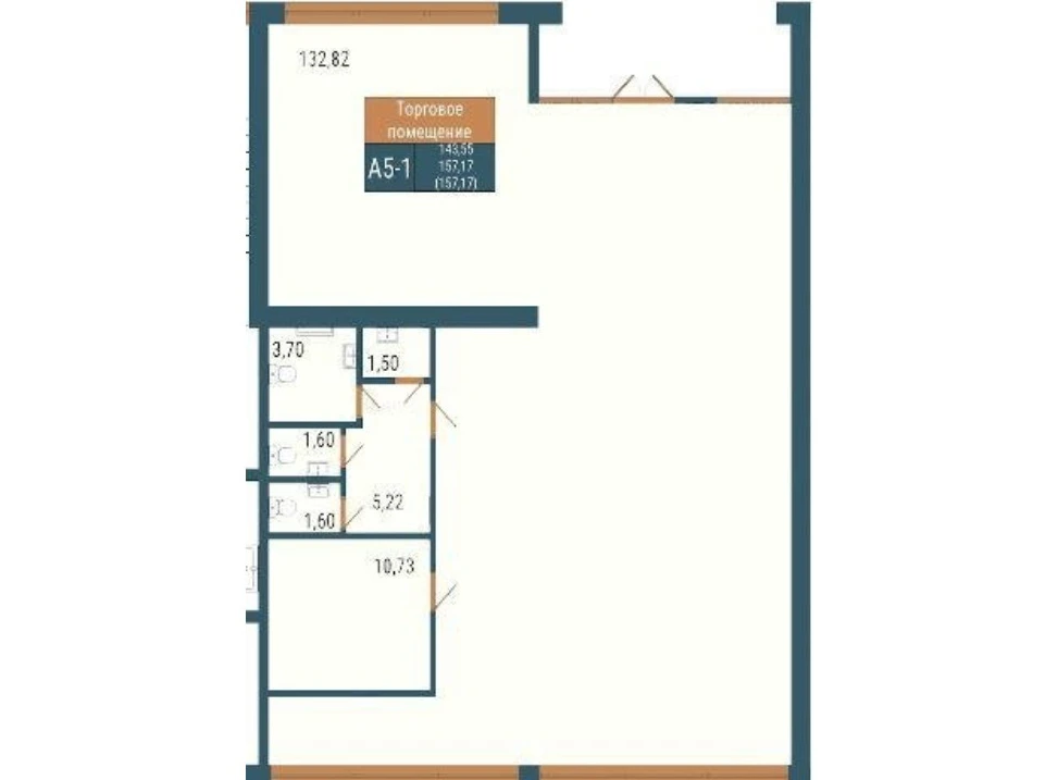Планировка: Секция А-5 · помещение 3 · 157,17 м²