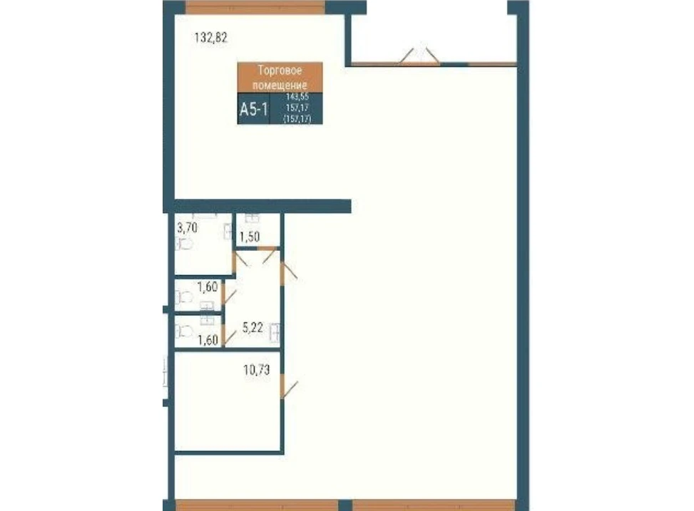 Планировка: Секция А-6 · помещение 3 · 157,17 м²